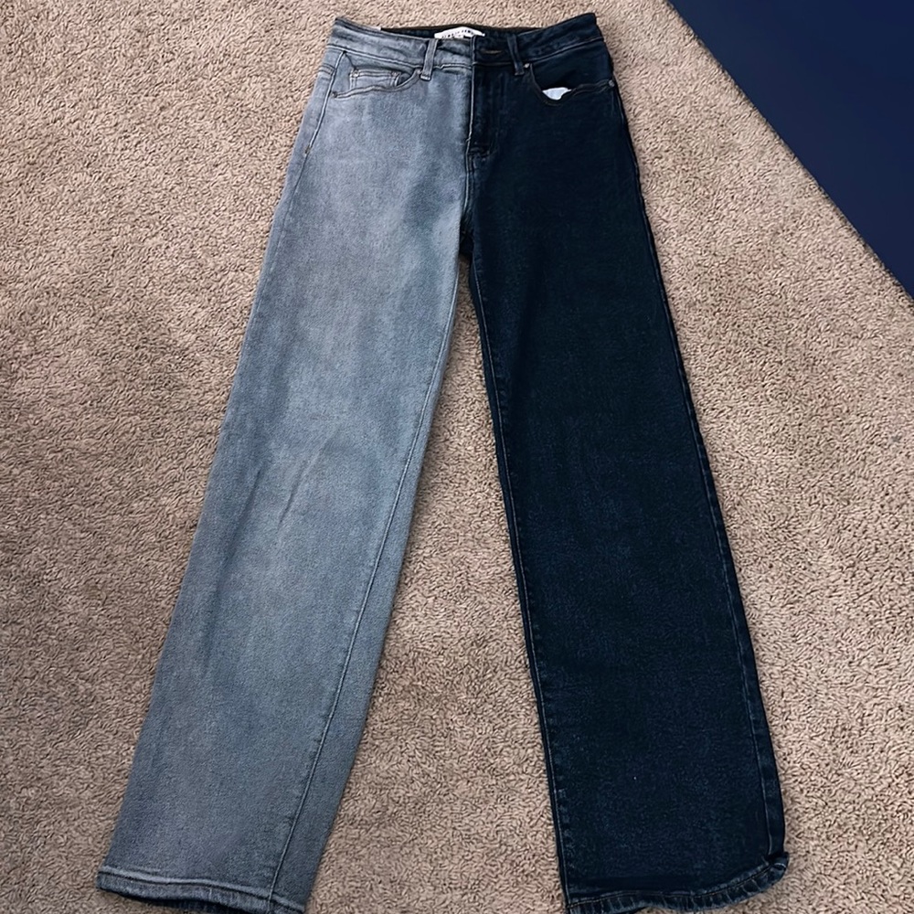 Light and dark denim jeans.